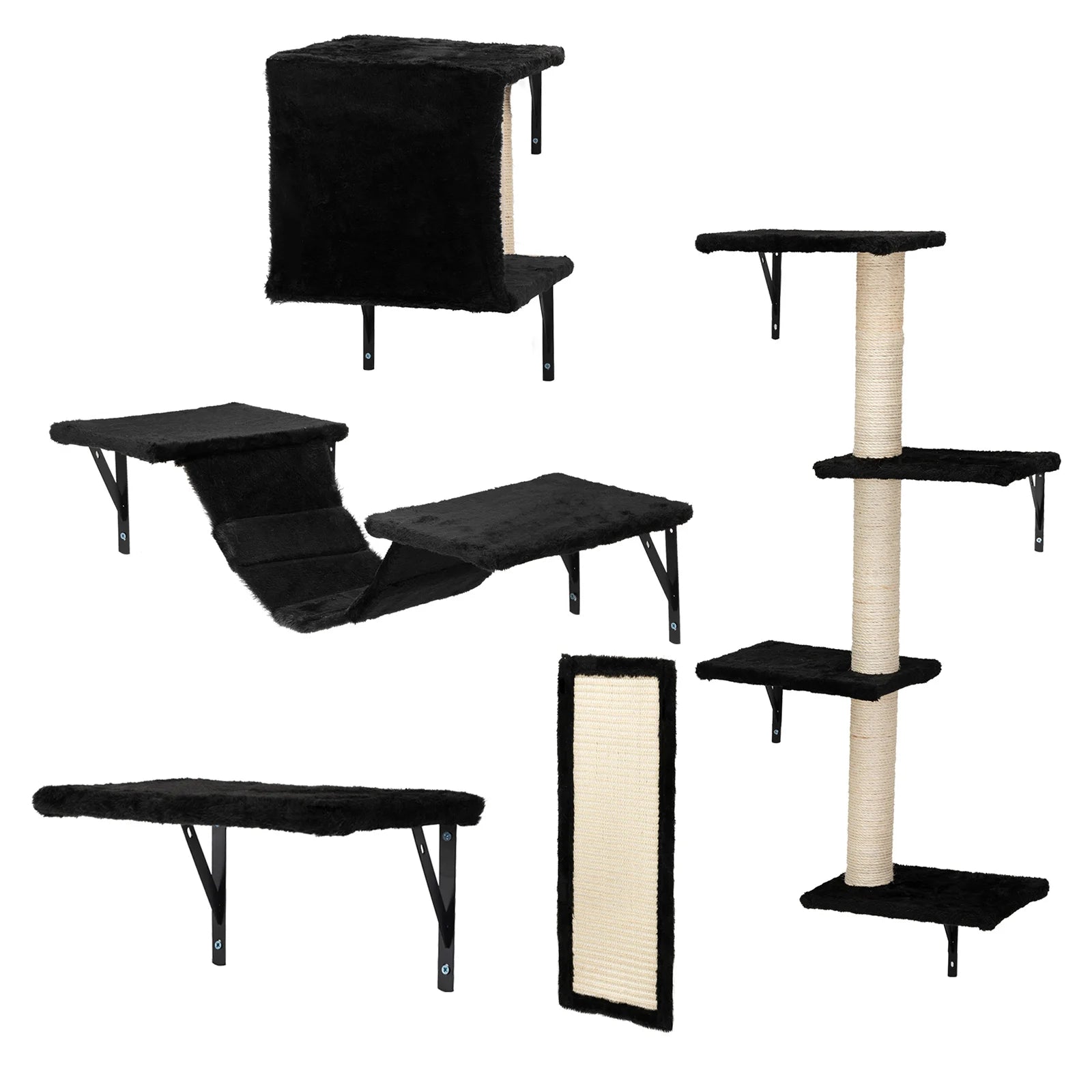 Wall-Mounted Cat Climber Set, Black