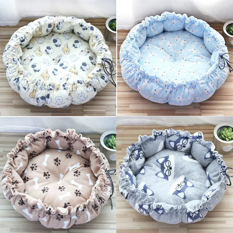 Round Dog Cat Bed Basket