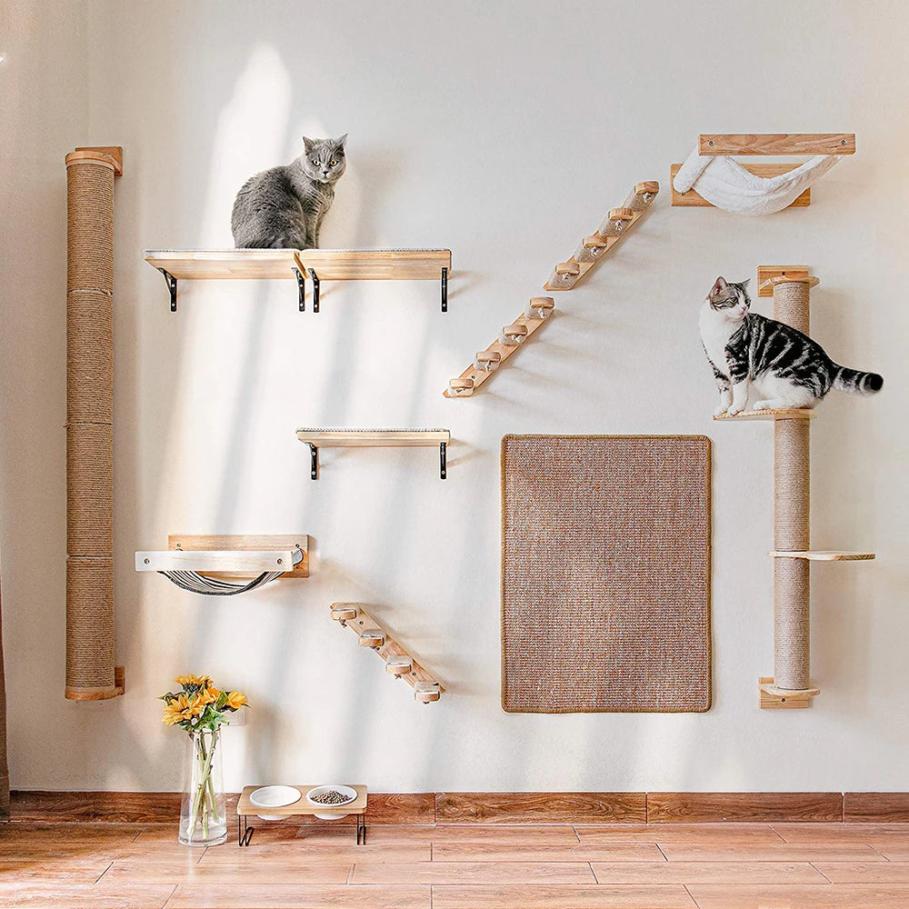 Wall Mounted Four Step Stairway With Sisal Scratching Post