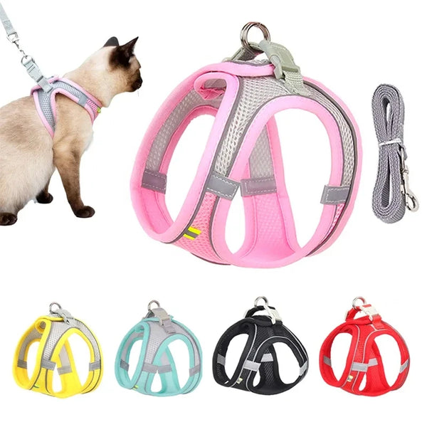 Reflective Pet Harnesses And Leashes Set