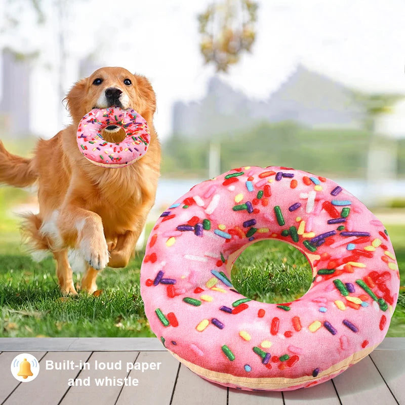 Plush Doughnut and Pizza Chew Toy